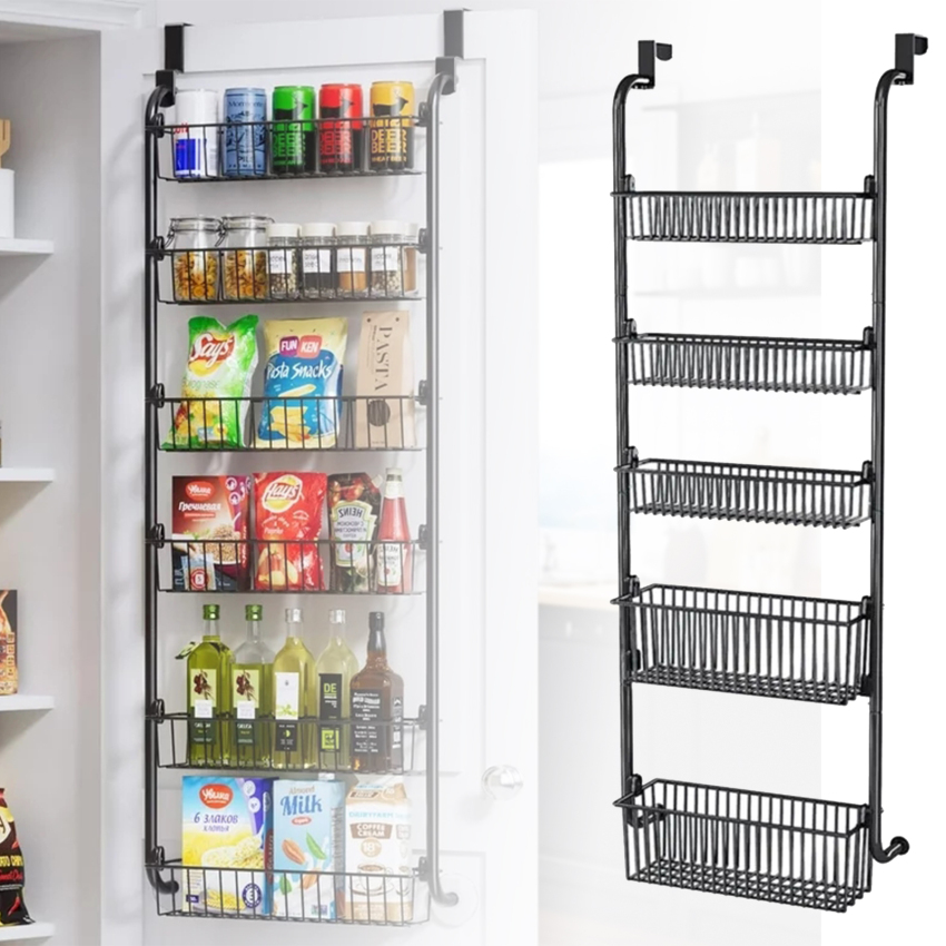 6-Tier Over the Door Pantry Organizer Rack Baskets Pantry Door Organization and Storage Heavy-Duty Metal Kitchen Spice Rack Over Door Can Organizer ราคา 1,345 บาท*ส่งฟรี
