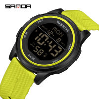 Sanda Đồng hồ nam màn hình lớn tối giản Thiết kế hợp thời trang màu trơn Đồng hồ điện tử màn hình LED sd6182