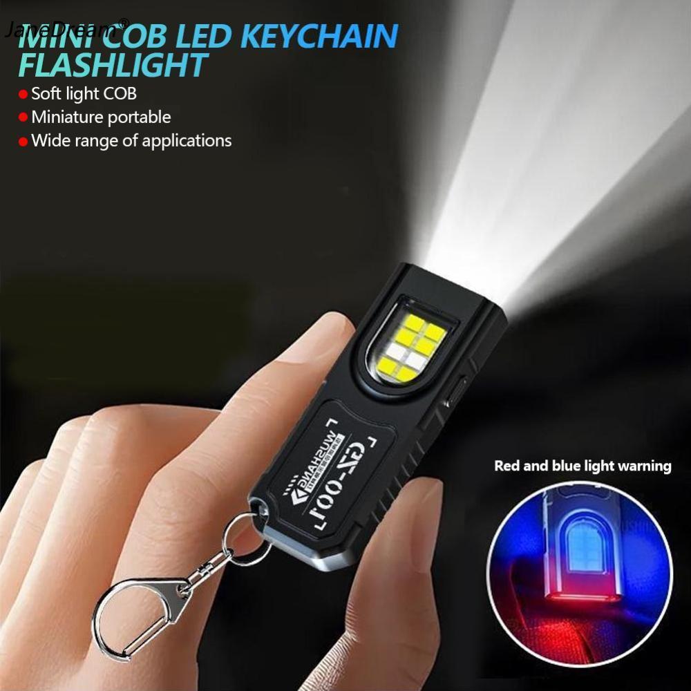 Janedream Mini COB LED Đèn pin móc khóa Treo Đèn làm việc có thể sạc qua USB Không Thấm Nước Keyring Cho đi bộ cắm trại Túi Đèn