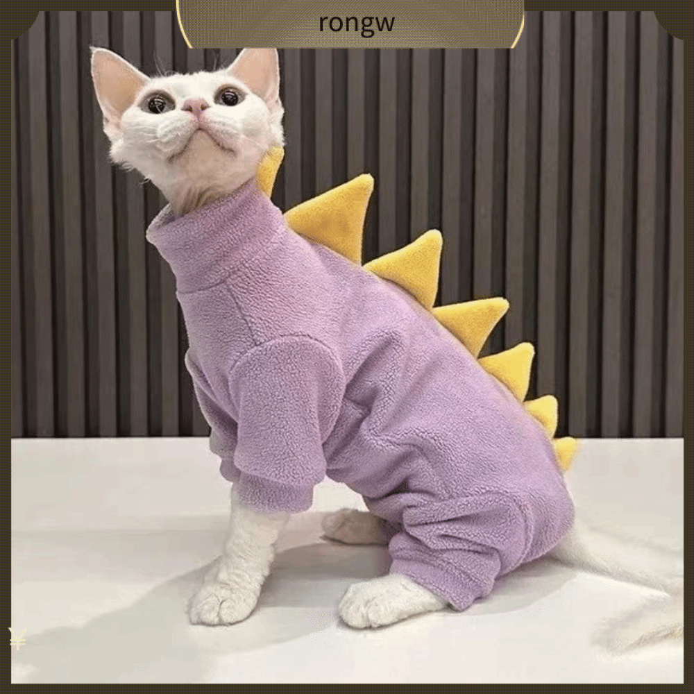 RONGW Đồ nhồi bông Quần áo cho mèo Hình dạng khủng long Ấm áp Áo phông mèo Hài hước Thoải mái Quần áo giữ nhiệt cho mèo không lông Quần áo cho thú cưng