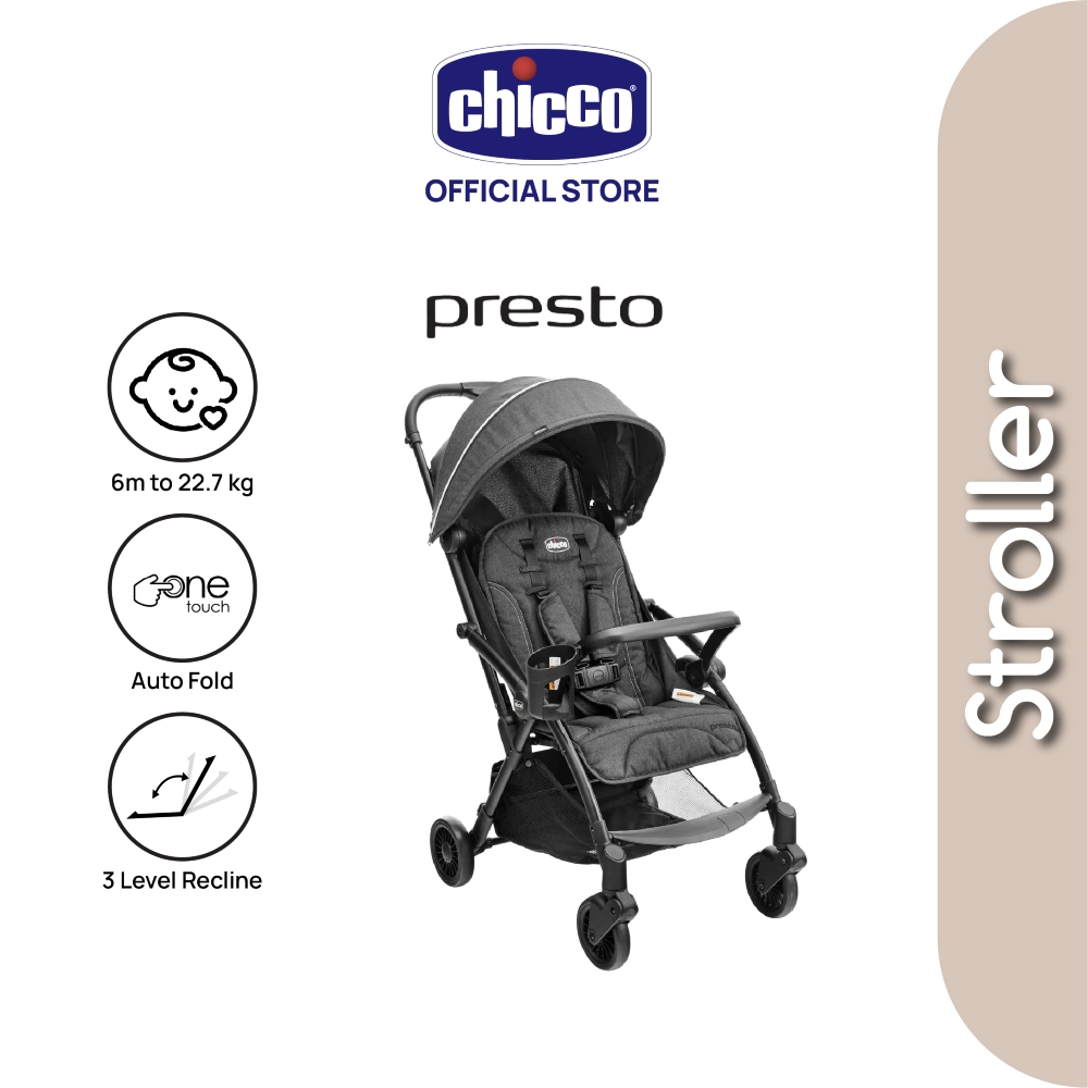 Chicco Presto Auto Fold Stroller With Cup Holder- Attach Baby Carrier Car Seat