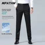 MPATHW  Quần tây nam dáng thẳng chất vải rayon pha trộn mỏng nhẹ mùa hè, thấm hút tốt, thoáng khí, phù hợp cho công sở và thời trang hàng ngày