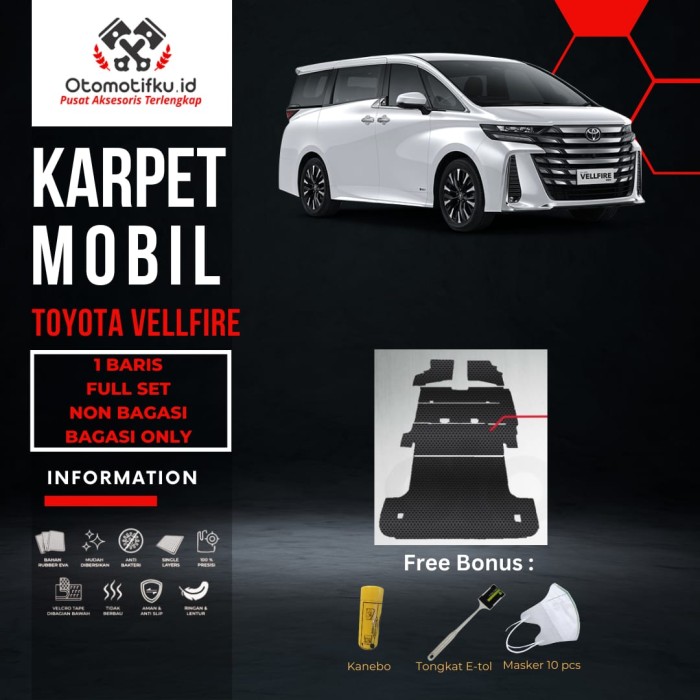 [ OTOMOTIFKU ] Karpet Mobil Toyota Vellfire Bahan Dua Lapis Rubber Eva Premium Harga 770,000 rupiah*Gratis Ongkir