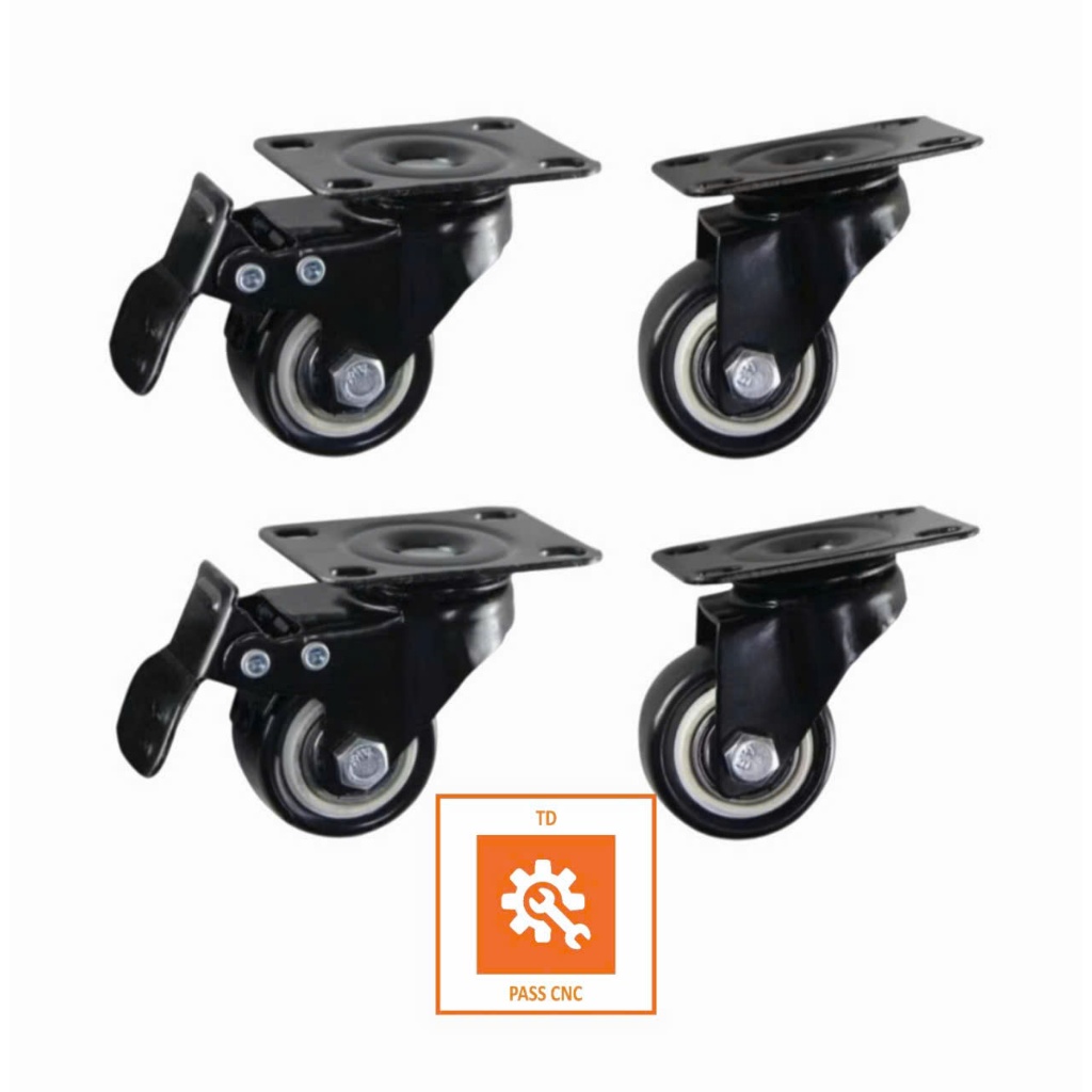 bánh xe đen Cao su 4cm đầu bằng đầu trục đủ chủng loại (giá 1 cái)