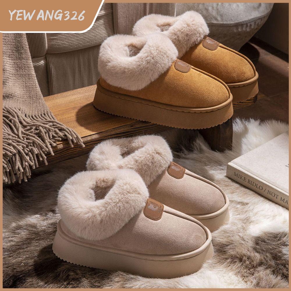 YEWANG326 Mềm mại Giày tuyết Lông thú giả Đồ nhồi bông Giày cotton  Thoải mái Giày nữ Mùa thu và mùa đông