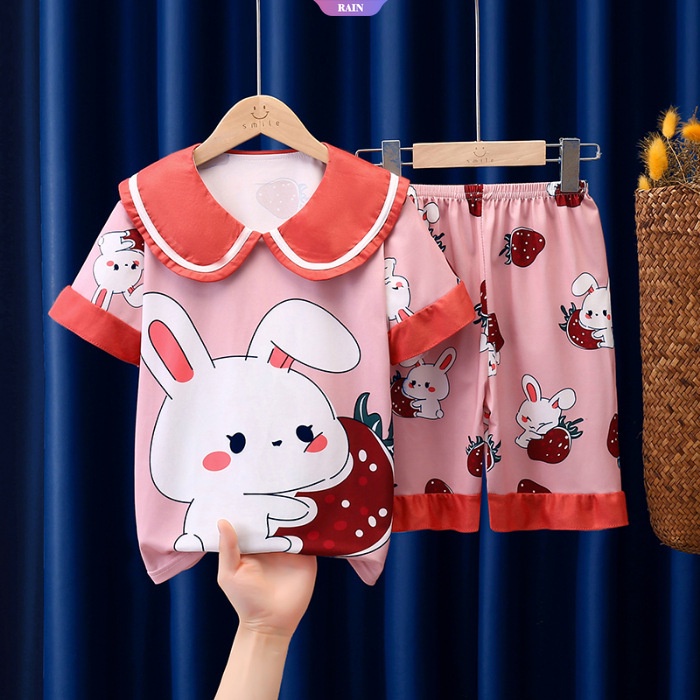 COD Bộ Đồ Ngủ Tay Ngắn Cổ Búp Bê In Hoạt Hình Cinnamoroll Kuromi Lotso Hello Kitty Phong Cách Nhật Bản Dễ Thương Cho Bé GáiERDHTRFXDHTF