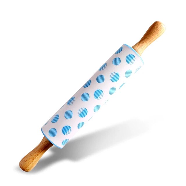 Yingke Con lăn bột bột bánh ngọt cán bằng gỗ Thanh lăn bằng Silicone chống dính 30cm Con lăn bánh quy nhà bếp dụng cụ nấu ăn nướng bánh pizza