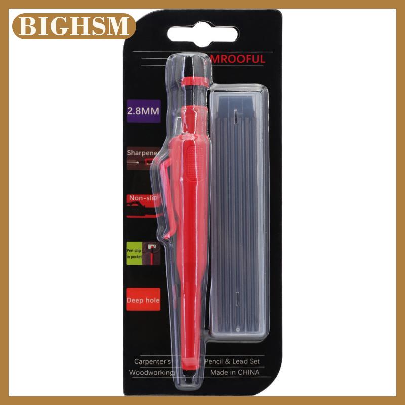 BIGHSM ชุดดินสอช่างไม้หนักตะกั่ว2B หนา2.8มม. พร้อมที่เหลาเคสเหมาะสำหรับงานก่อสร้างงานไม้