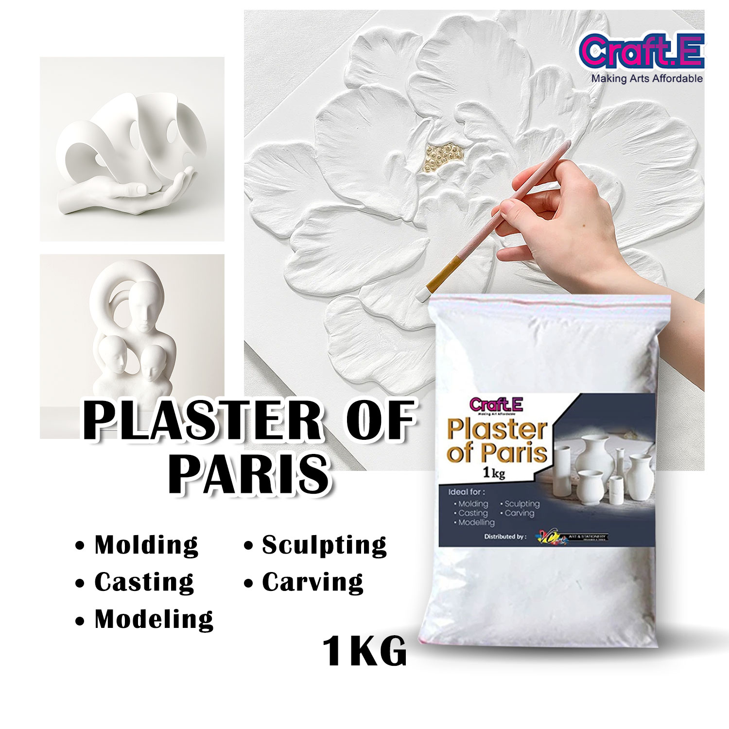 Craft. E Sculpturing Plaster of Paris (Non-toxic) - Gypsum plaster - 1kg