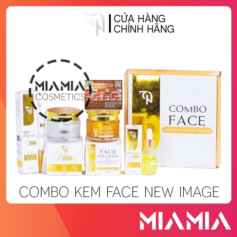 Combo kem face collagen x3 tn- kem face đông trùng x3 + serum+ kem chống nắng image x3 chính hãng