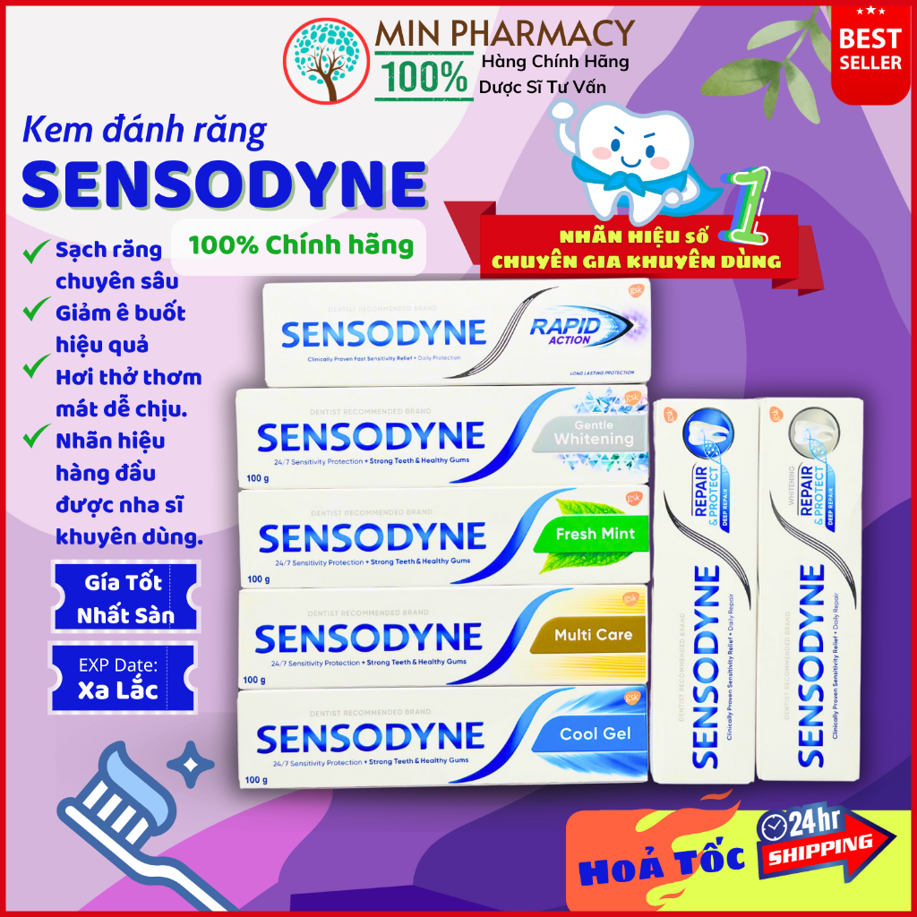   Chính hãng  Kem Đánh Răng SENSODYNE Giảm ê buốt 24 7 Mát lạnh  Bạc hà the mát  Làm sáng răng 100g - Minpharmacy 
