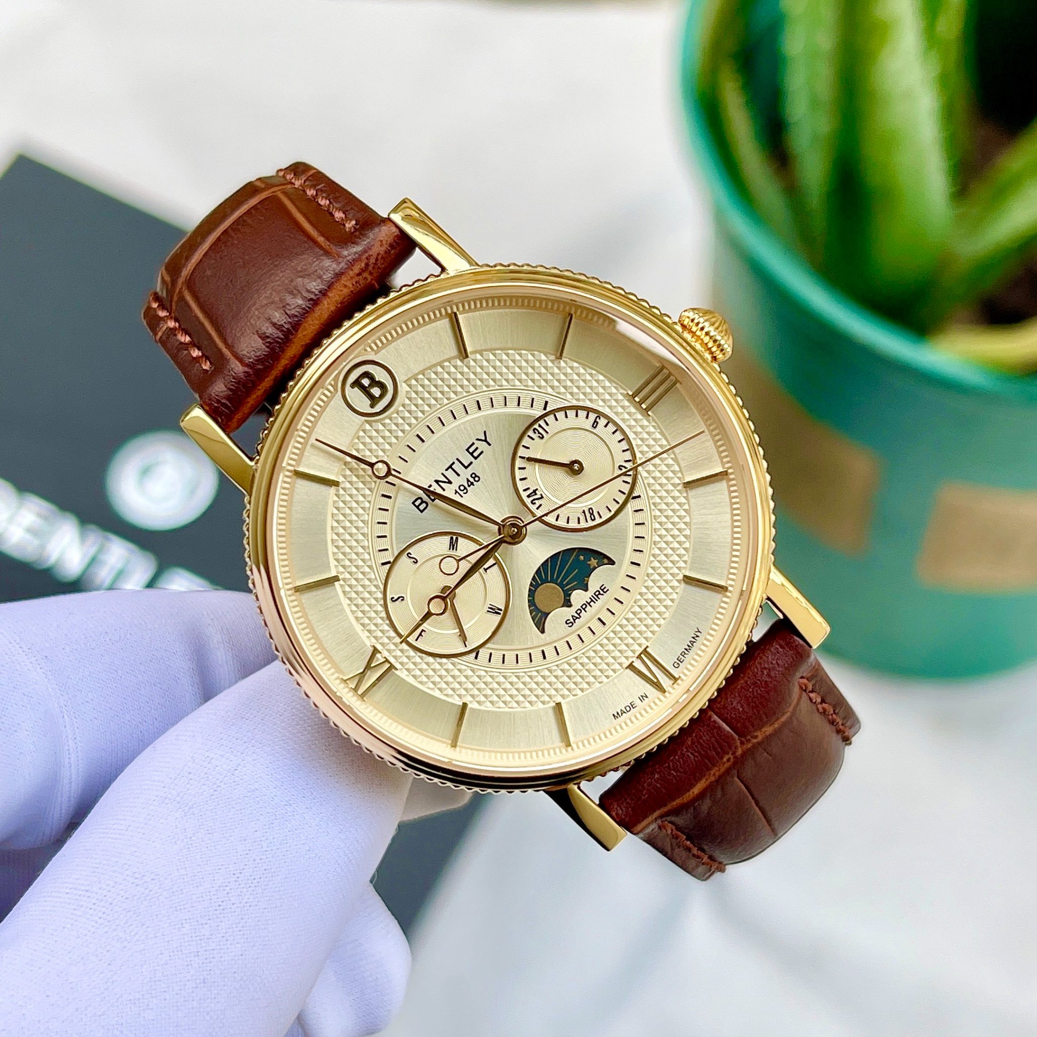 Đồng Hồ Nam Bentley BL1865 Moonphase Dây da size 40mm