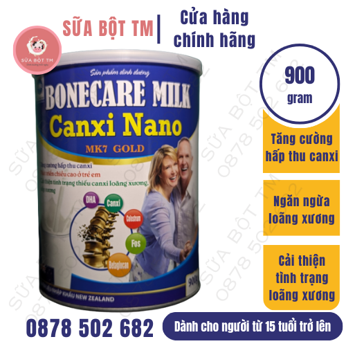 Hộp 900gr Sữa Bột Tăng Chiều Cao Bonecare Milk Canxi Nano MK7 Gold Tăng Cường Hấp Thu Canxi Phát Triển Chiều Cao Ở Trẻ Em