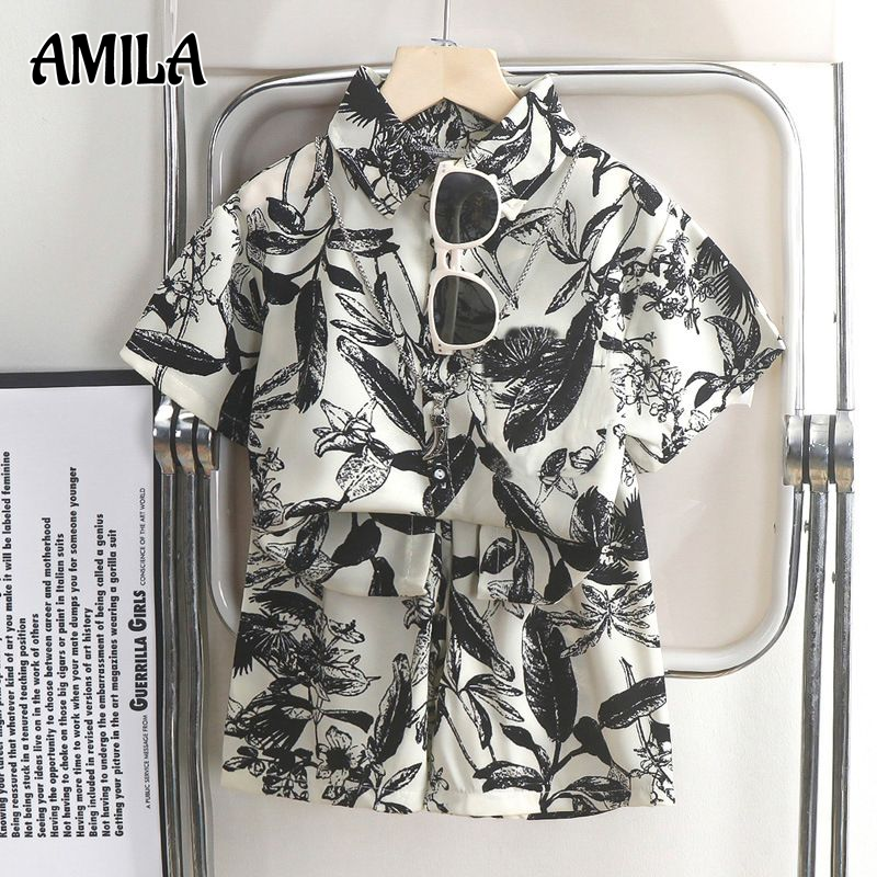 AMILA Fashionable Kids Summer Outfit Set with Abstract Print and Soft Fabric ราคา 115 บาท*ส่งฟรี