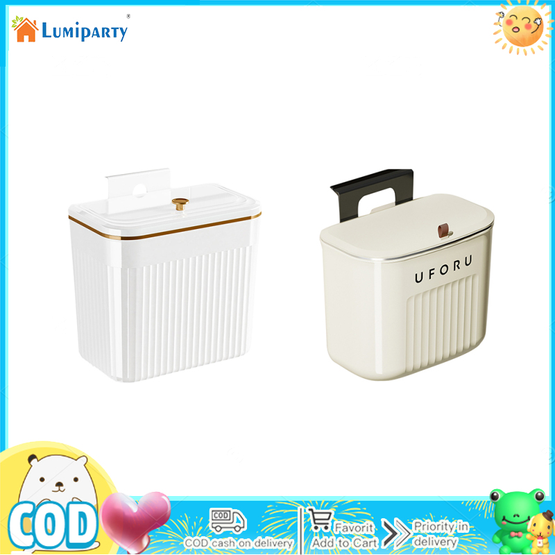 Hanging Trash Can With Lid, Kitchen Compost Bin, Wall Mounted Food Waste Bin, Kitchen Countertop Under Sink Garbage Can For Cupboard Bathroom ราคา 254 บาท*ส่งฟรี