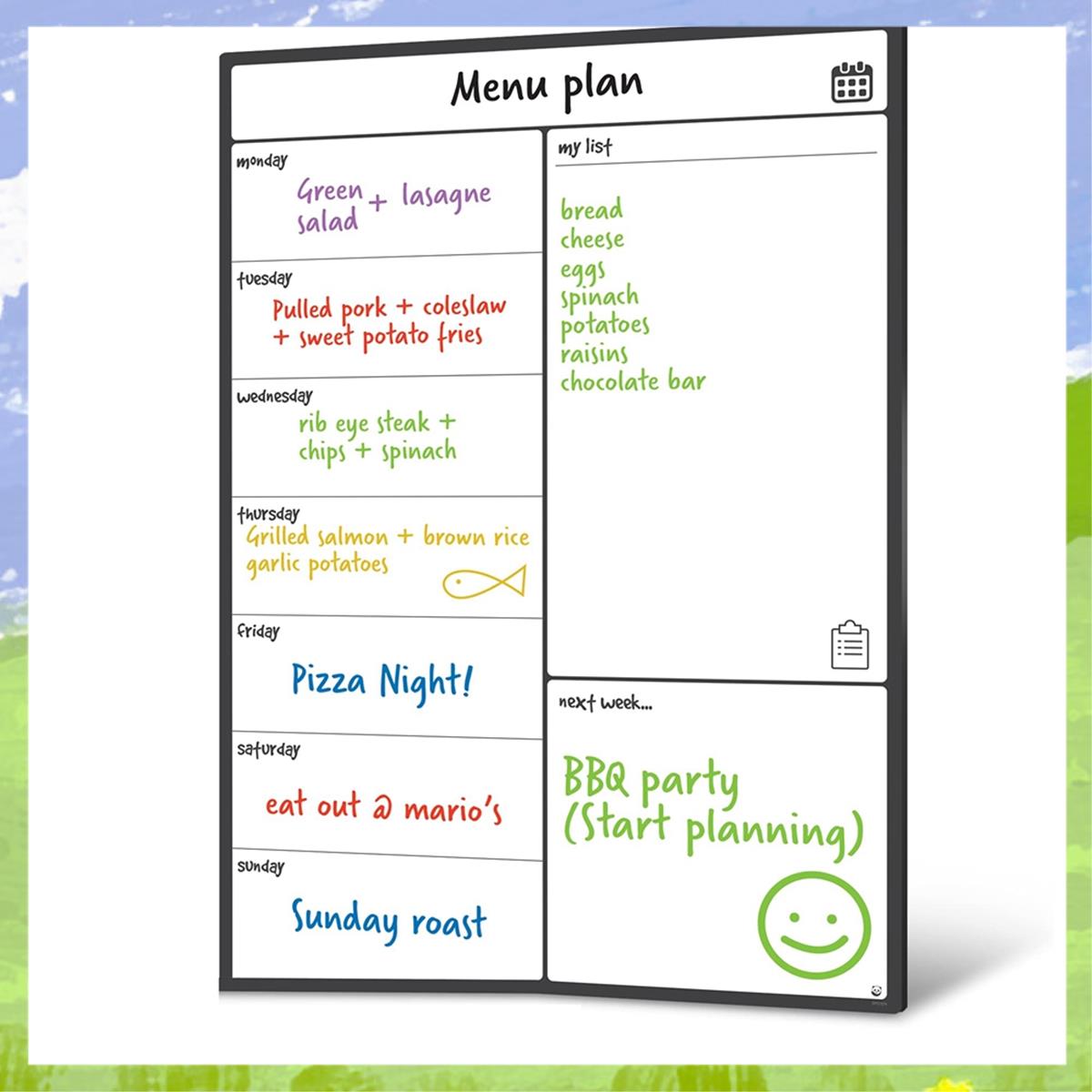 (ZGXN) Magnetic Whiteboard Fridge Calendar Meal Planner and Shopping List White Board - Memo Board a
