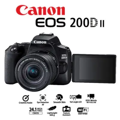 Canon EOS 200D II + 18-55mm f4-5.6 IS STM > 1 year warranty < (Black)