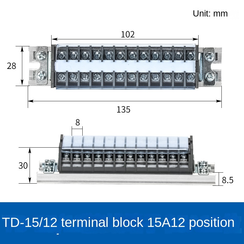 Đầu Nối Dây Điện TD 15/12 Chint | tùy chọn TD-1510 - Cài Ray, 15A/20A, domino terminal Cho Hệ Thống Điện
