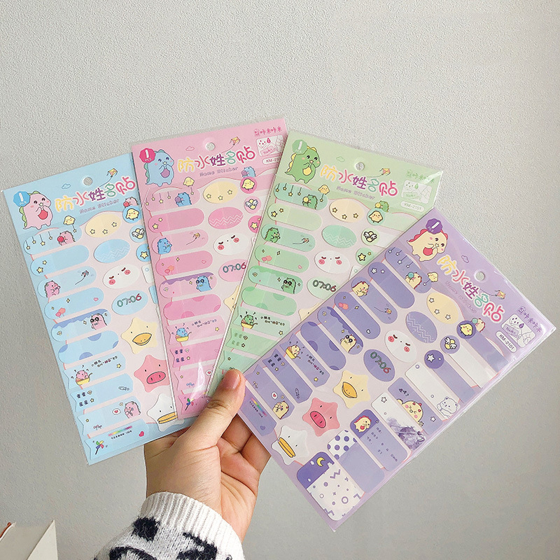 STIKER DAN LABEL NAMA / STICKER LABEL BISA UNTUK TULIS NAMA MOTIF DAN KARAKER UNIK LUCU / STICKER LABEL NAMA ANTI AIR