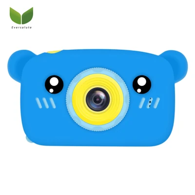 Eversalute Portable Children 1300W HD Digital Camera Cute Cartoon Bear Shape 2 Inches IPS Screen Mini Camera Toy Gift For Kids