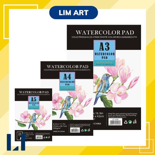 Sổ vẽ, giấy vẽ màu nước, màu gouache, phát thảo cold pressed 200gsm LIM Art