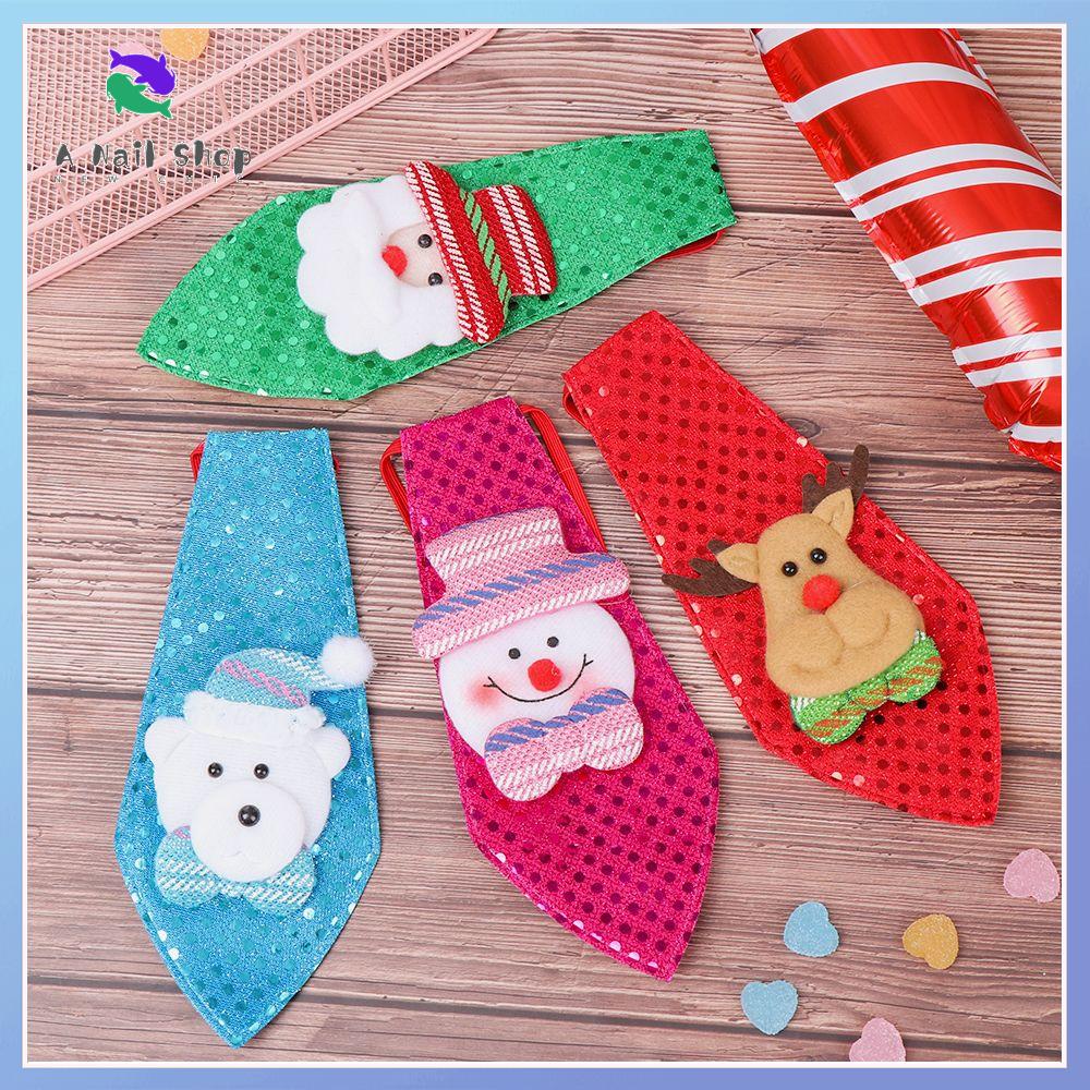 A NAIL SHOP 1PC Bear Gift Snowman Santa Claus Sequins Christmas Tie Decoration Toys Ornaments
