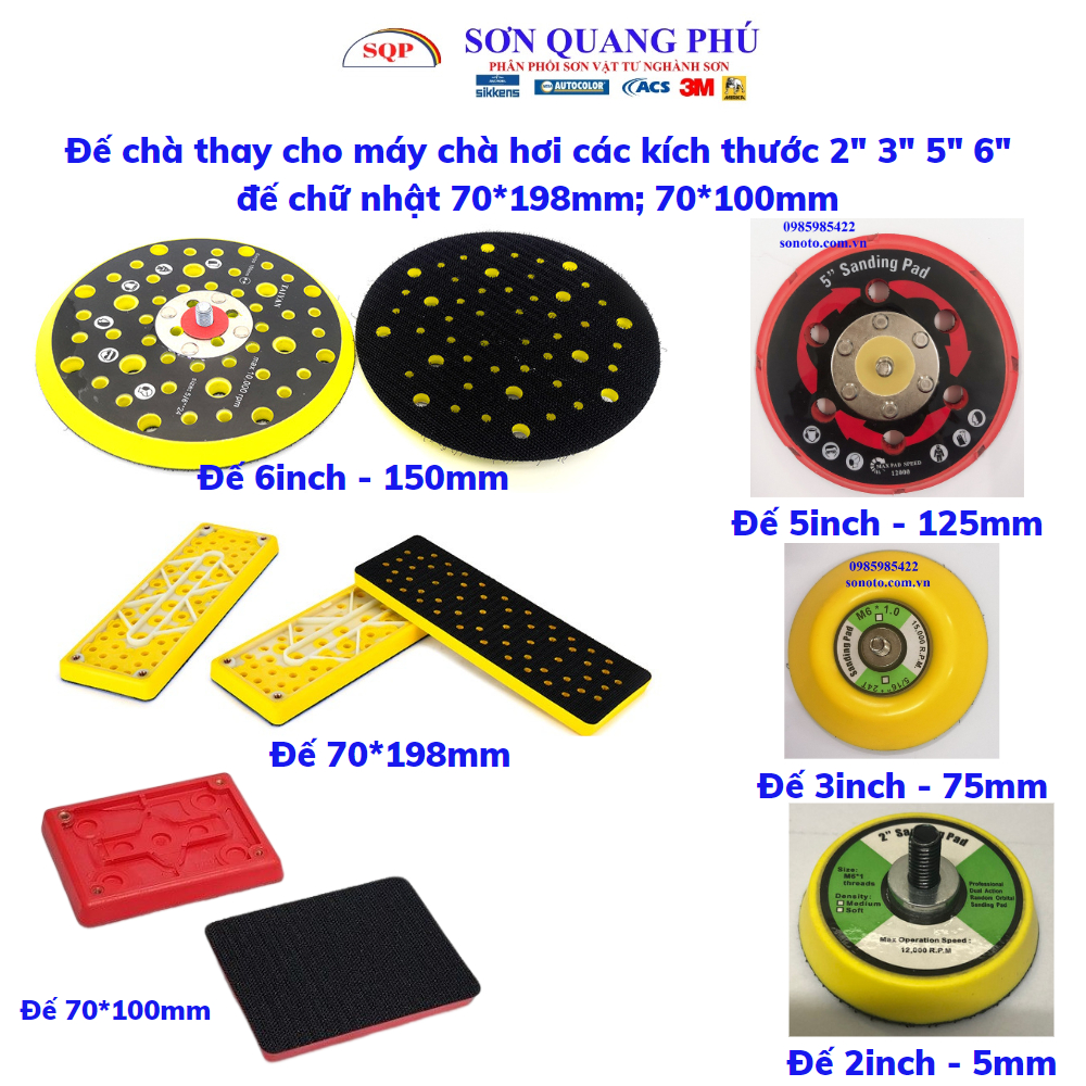 Đế chà nhám tròn 3inch 5inch 6 inch đĩa thay thế cho máy chà nhám khô, phụ kiện máy chà nhám SONQUANGPHU323
