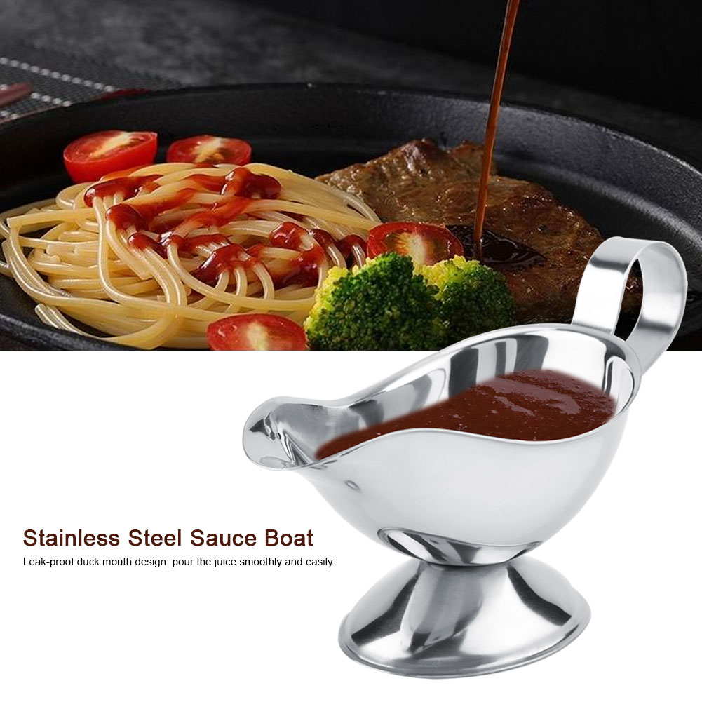 Thuyền gia vị thép stainl cho nhà hàng nhà bếp 5 hộp đựng đồ làm nước sốt cho bít tết tiêu nước sốt gia vị thuyền cho gia vị sốt tiêu thép stainl? (3 ounce)