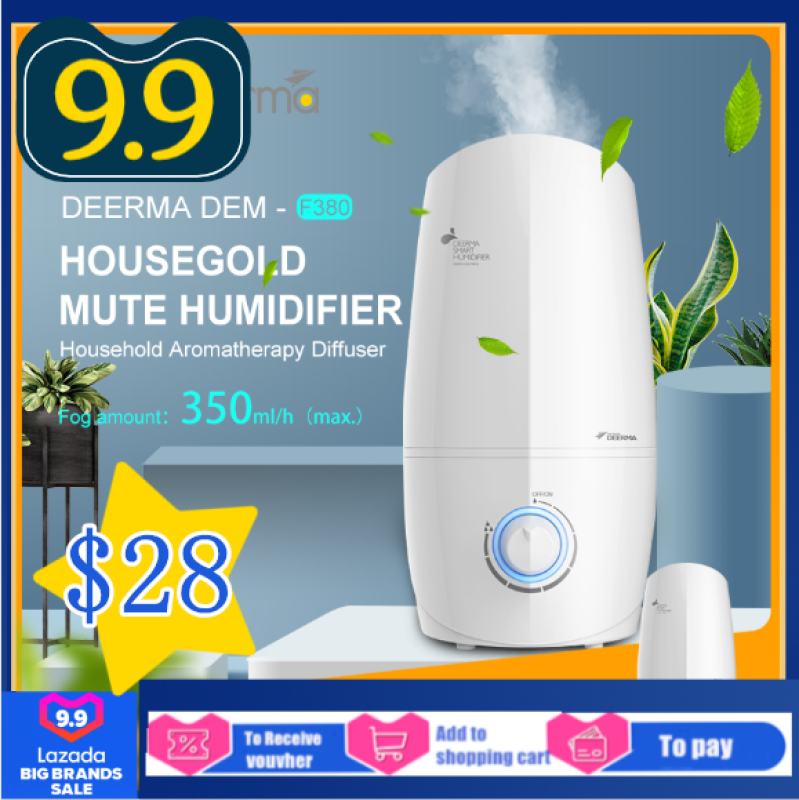 Xiaomi Deerma DEM-F380 3L Air Humidifier Aroma Oil Diffuser Mist Maker Mini Knob Air Purify Household Ultrasonic Humidification Machine Singapore