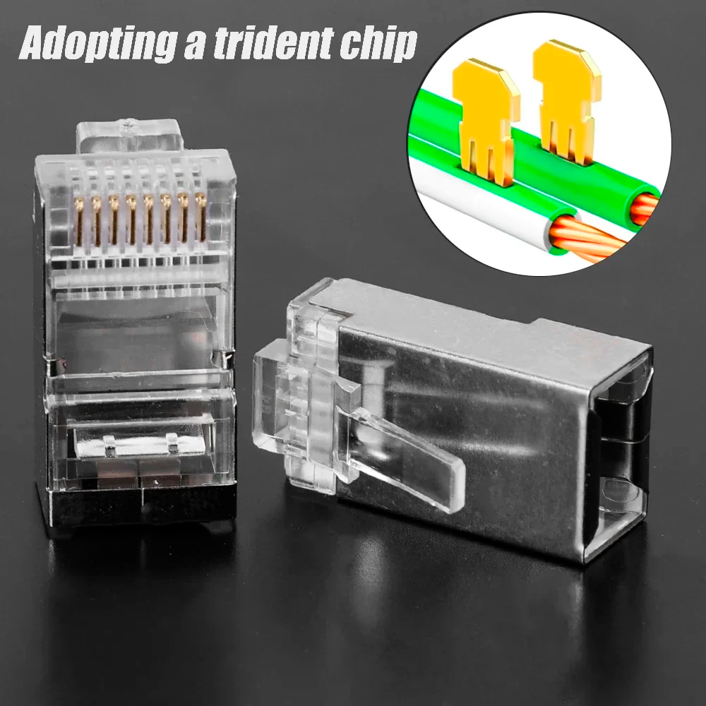 100pcs Cat6 cat5e RJ45 kết nối phích cắm mô-đun mạng dây cáp cắm mạ vàng Ethernet PC phần cứng Bộ chuyển đổi cáp