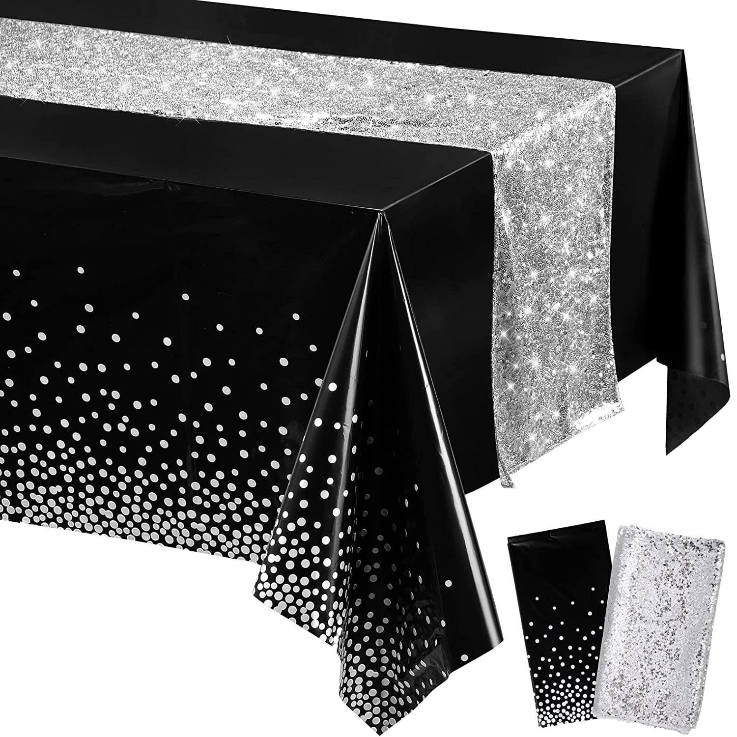 [EE ] Dot Tablecloth Sequin Table Flag Set Dining Table Plastic Tablecloth Decoration Birthday Wedding Party Supplies