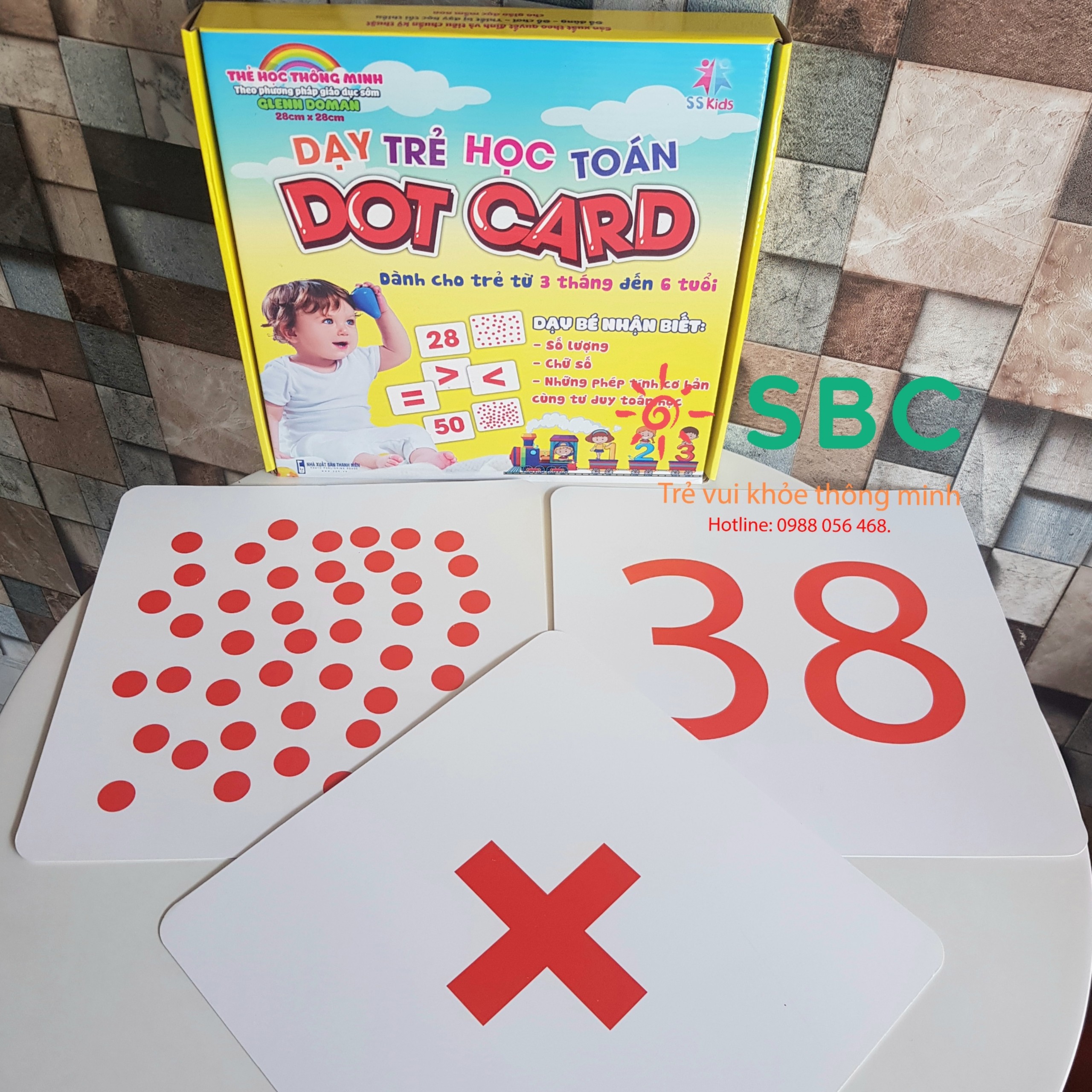 Bộ thẻ chấm 56 thẻ Dotcard 21x21cm to dày đẹp Giúp con học Toán Flashcard