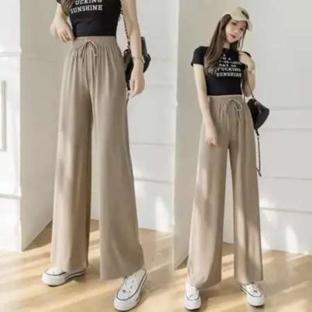 Comfy Garterized Highwaist Wideleg Square Pants