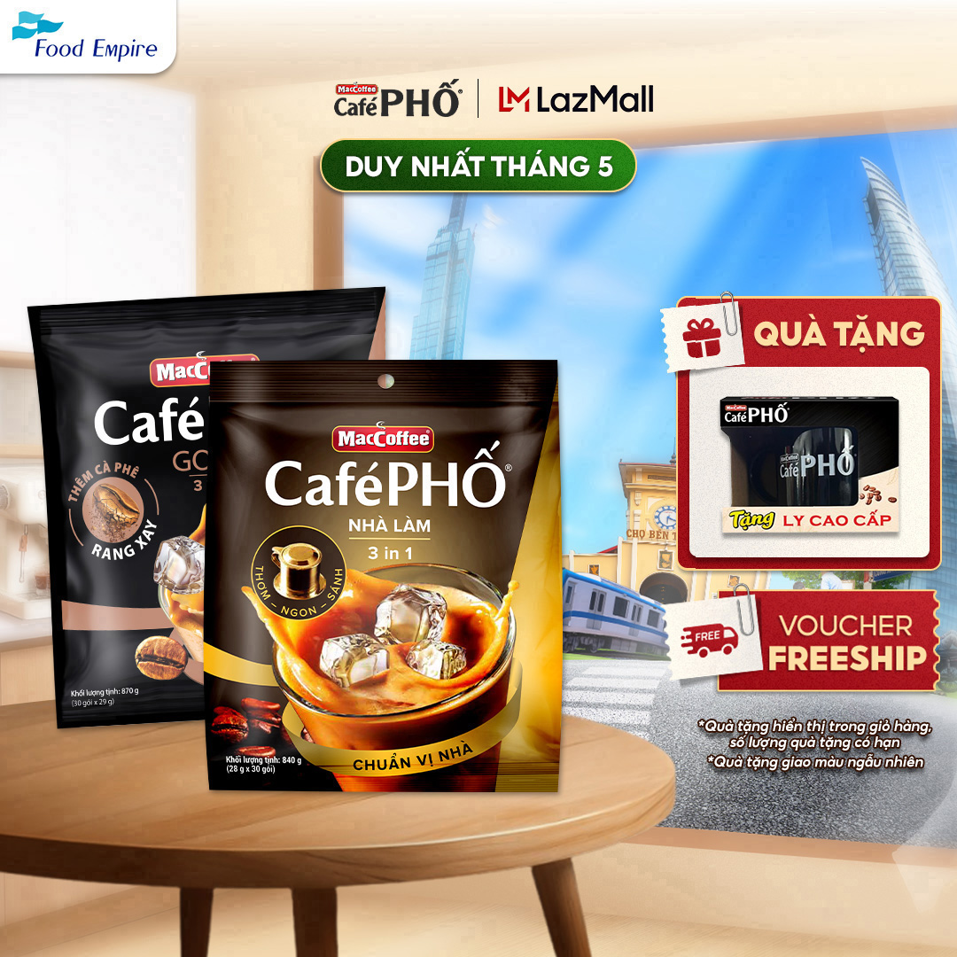 Combo 1 Túi cà phê MacCoffee Phố Nhà làm  1 Phố Sữa Đá Gold