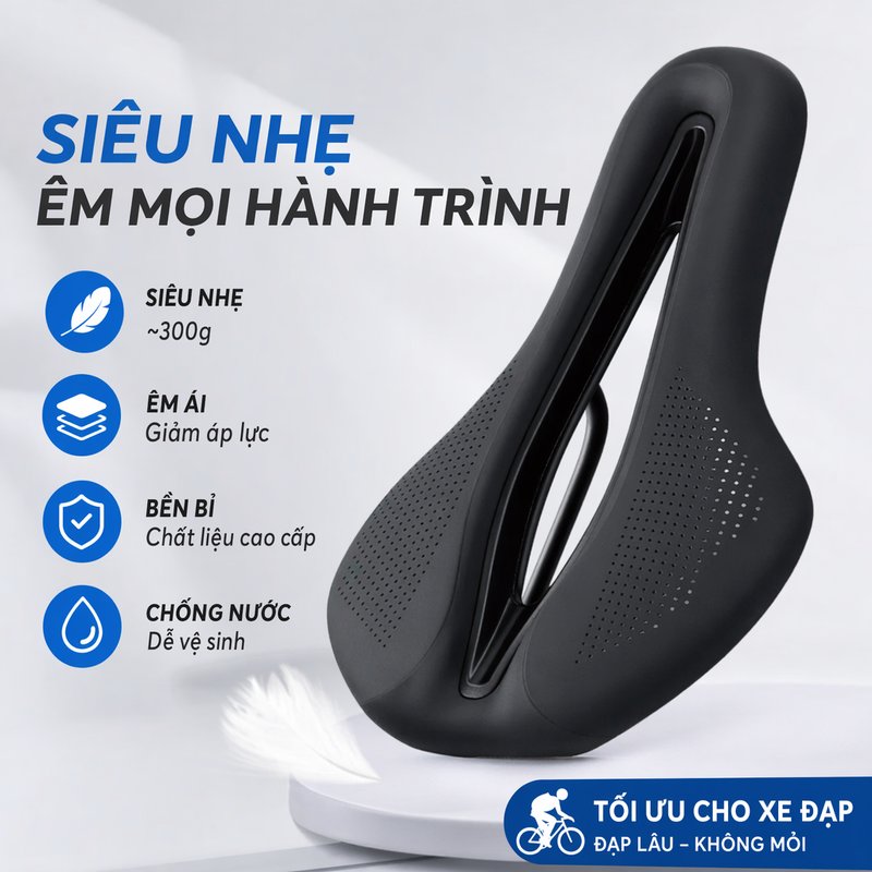 yên xe đạp siêu nhẹ đệm êm thoáng khí chống thấm dễ vệ sinh giảm rung cho mtb xe road xe thể thao