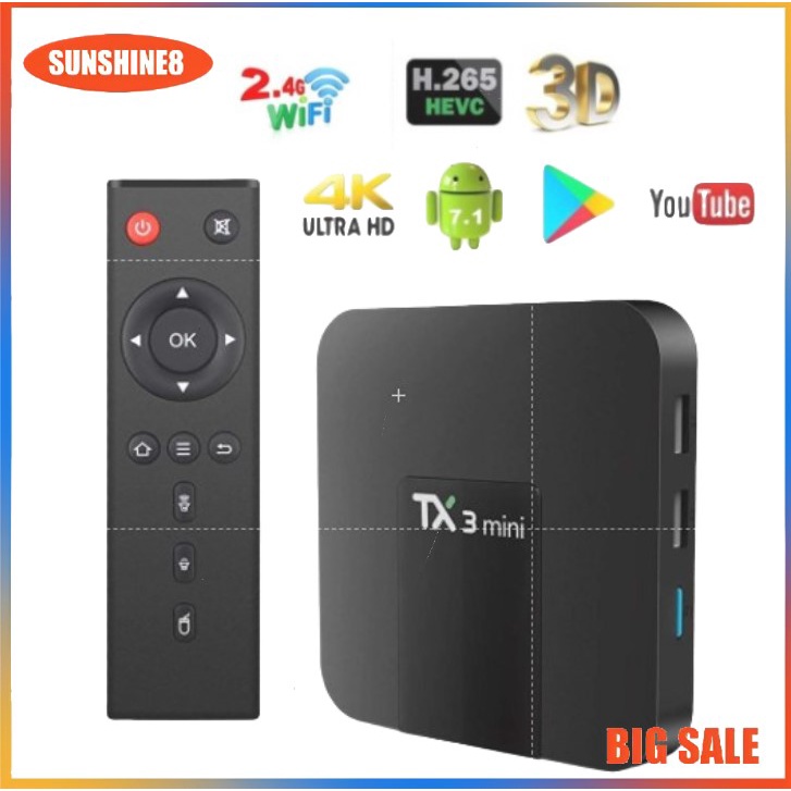 Hộp TV Box TX3 Amlogic S905w Mini 5G Wifi không dây lõi tứ hệ điều hành Android kèm phụ kiện