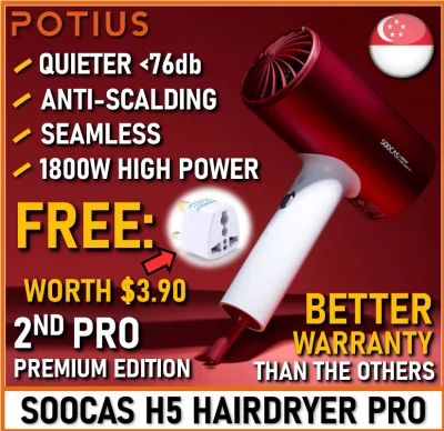 [PRO PREMIUM EDITION] Xiaomi SOOCAS H5 Negative Ion Quick-Dry Hairdryer | Anti-Scald | Professional Hairdryer | Alluminium Alloy Body | 1800W Hot and Cold Hair Dryer