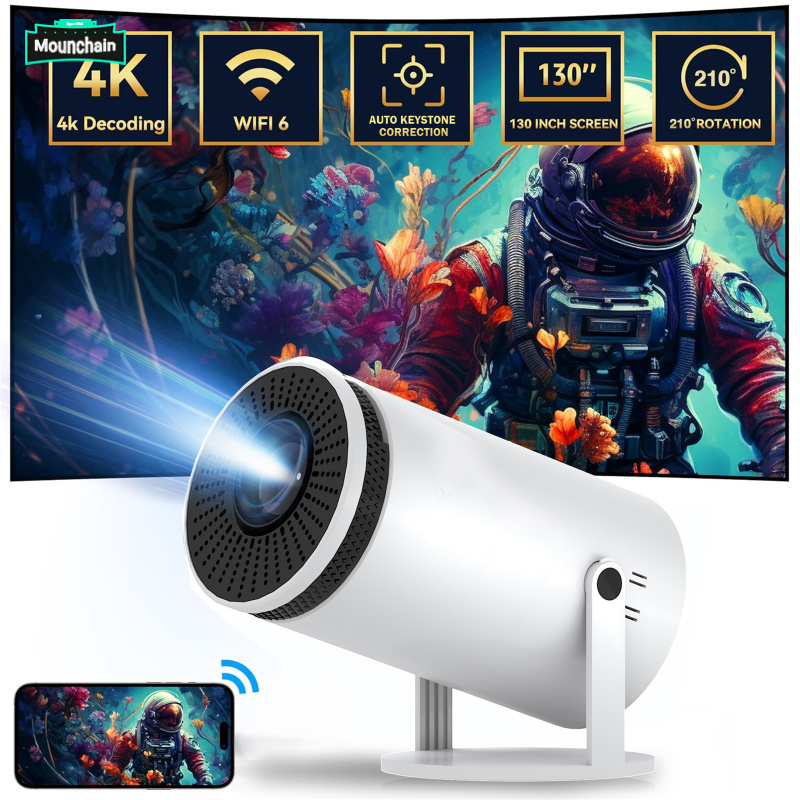 Mini WIFI Projector Outdoor Portable Movie 4K HD Projector RAM 1GB ROM 8GB Home Projector For Phone Drive Playback - ยี่ห้อ Mounchain ราคา 4,060 บาท*ส่งฟรี