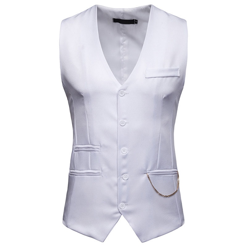 White Wedding Suit Vest Men Chaleco Hombre 2022 Brand New Slim Fit Single