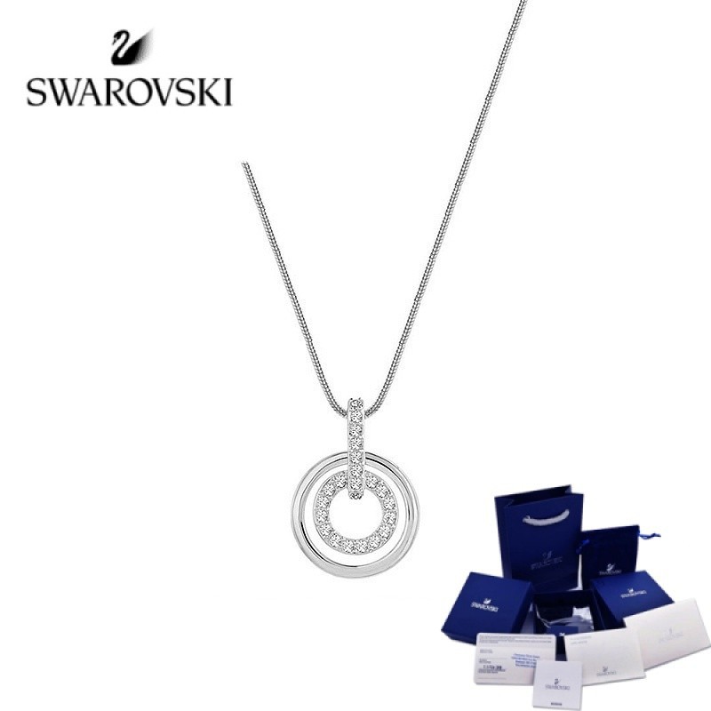 Title: Swarovski CIRCLE Necklace Crystal Necklace Hand Jewelry Silver Necklace Pearl Jewelry Sister Necklace Gift Non-Fade Necklace Anniversary Gift Swan Necklace