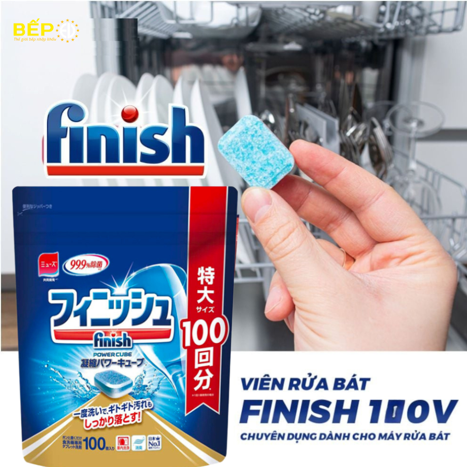 Viên rửa bát Finish power cube hàng châu âu xuất Nhật - túi 150/100 viên rửa chén 2 in1 siêu tiết kiệm siêu tiện lợi - 3