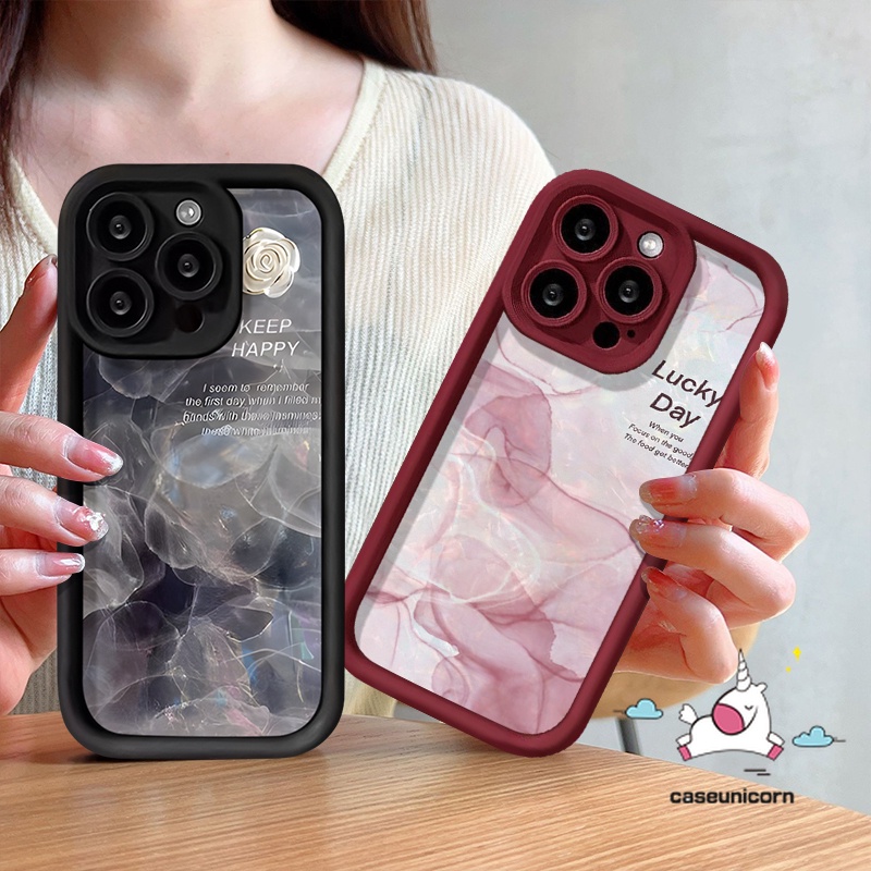Caseunicorn Ốp gợn sóng nước hoa hồng màu nước mát mẻ nghệ thuật Gradient Tương thích cho iPhone 7Plus 11 15 13 12 14 Pro max 6 8 15 7 6S Plus XR x XS Max SE 2020 xu hướng Tiếng Anh mắt thiên thần vỏ mềm