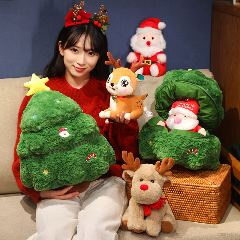 XY Cute Christmas plush doll Christmas tree Santa Claus Deer Baby Soothing Toys Home Decor stuffed toys YX