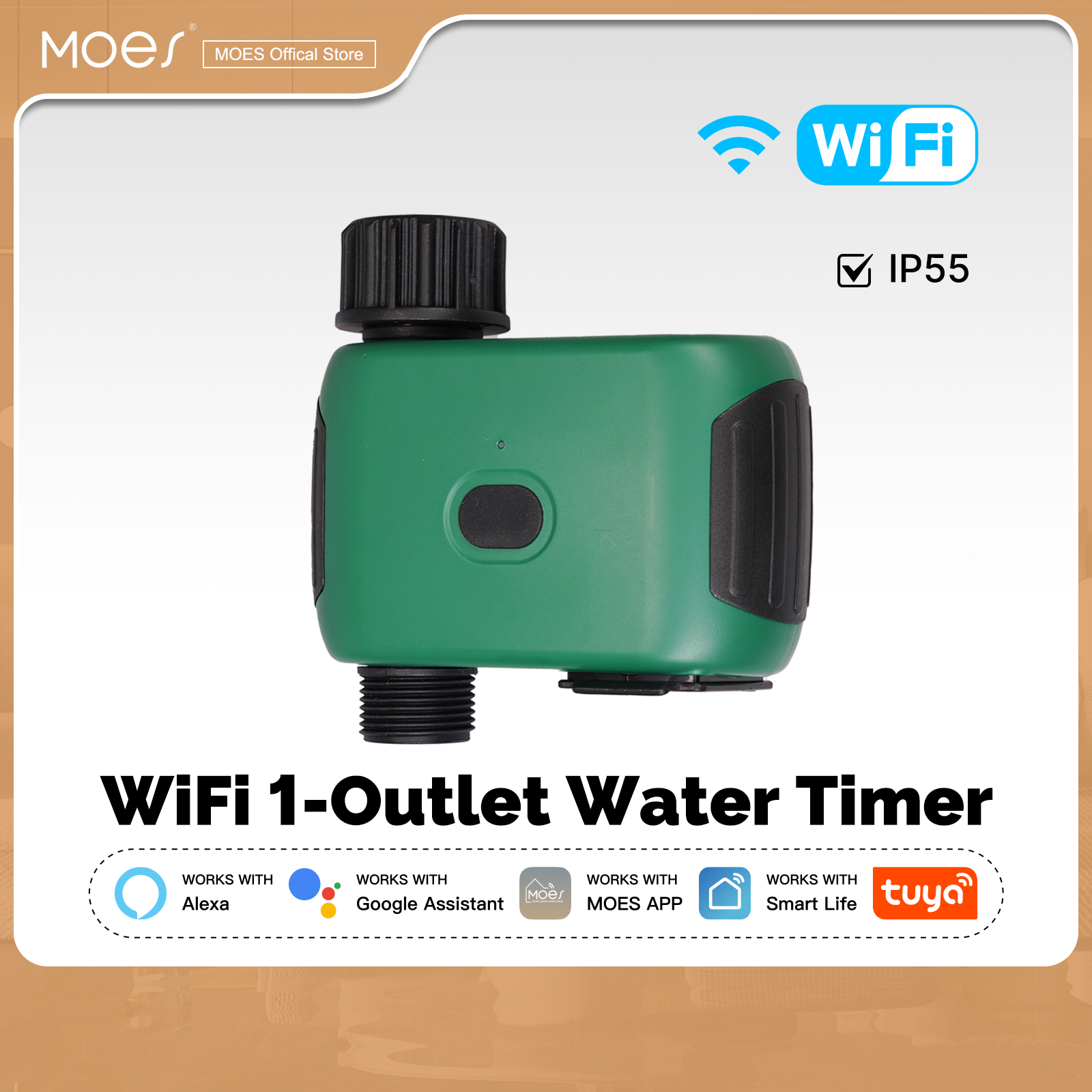MOES Tuya WiFi Smart 1 Outlet Water Timer Irrigation Automation Scheduler APP Remote Voice Control Work with Alexa Google Home ราคา 1,329 บาท*ส่งฟรี