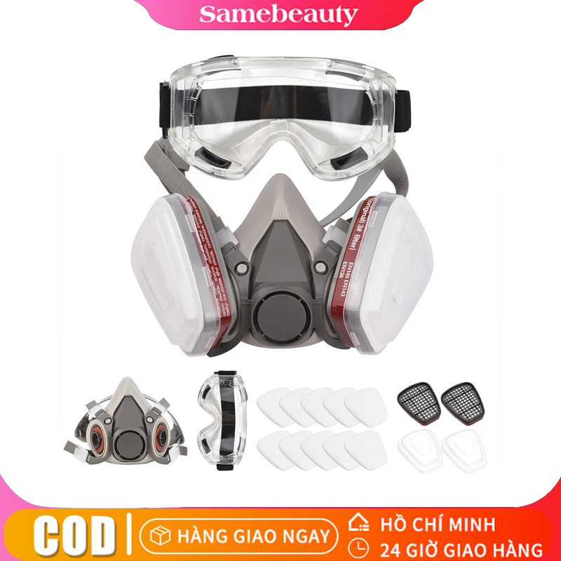 [Giao hàng 24 giờ] Bộ khẩu trang phòng độc 6200 kèm kính hoá chất, mặt nạ sơn chống độc phun thuốc trừ sâu