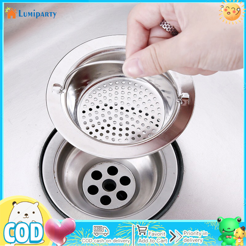 Kitchen Sink Strainer With Handle Design Stainless Steel Rust Free Anti-clogging Drain Strainer ราคา 36 บาท*ส่งฟรี