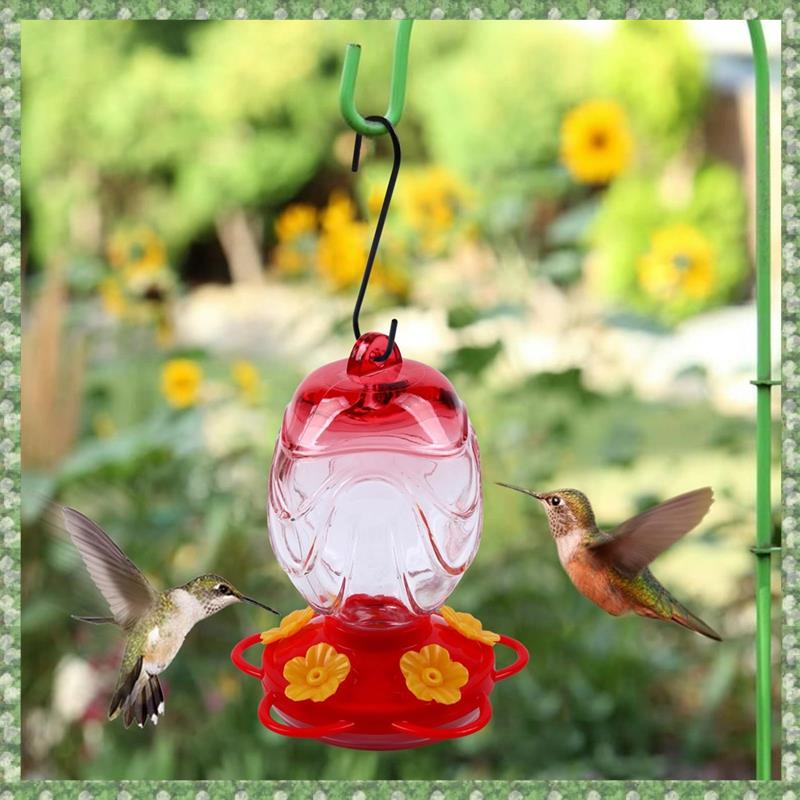 (ORDZ) Hummingbird Feeders for Outdoors Hanging Hand Blown Glass Hummingbird Feeder 15 Oz Sealed and Leak with Feeder