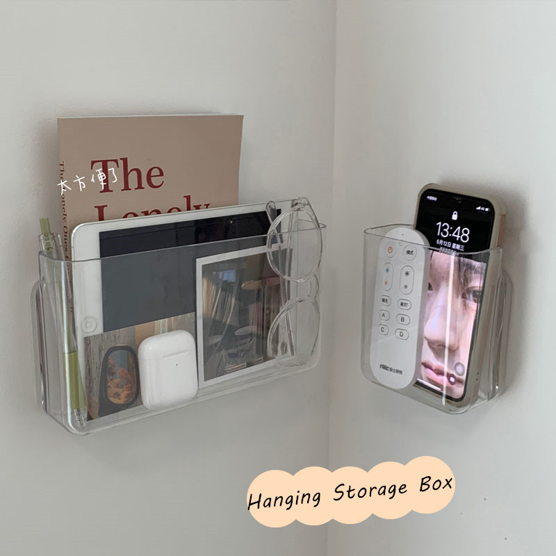 sparkleBP-3350 SKYSONIC Transparent Hanging Storage Box Acrylic Dormitory Organizer Without Punching Student Bedroom Wall Sundry Rack Holder BP3125