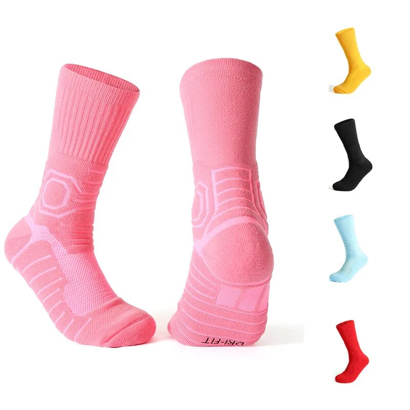 Women's Professional Basketball Socks Long Tube Sports Socks Men Thickened High Towel Sweat-Absorbent Non-Slip Breathable Elite