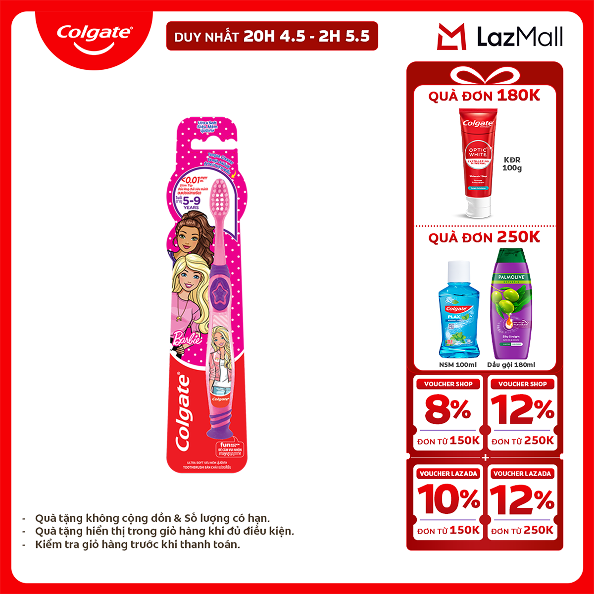 [Chỉ 25-29.4_X2 Voucher giảm 20%] Bàn chải đánh răng Colgate họa tiết dành cho trẻ